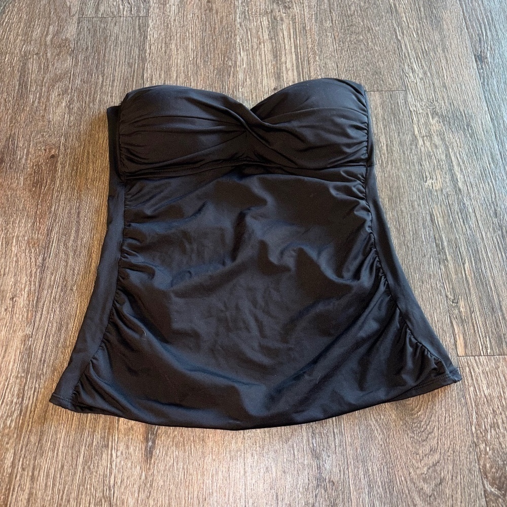 Anne Cole Twist Front Tankini Top Black Sz Med